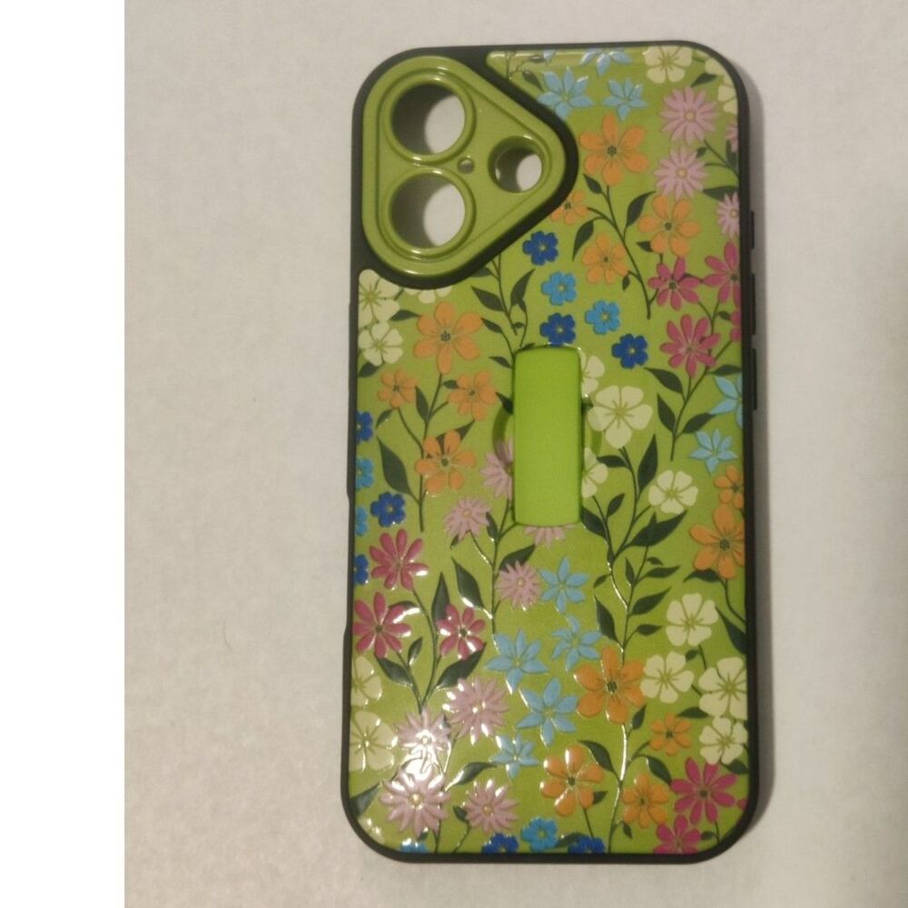 iPhone 16 Floral Flower Pattern Phone Case With Finger Strap